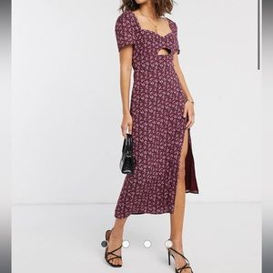 ASOS Fashion Union midi dress with cut out in floral print